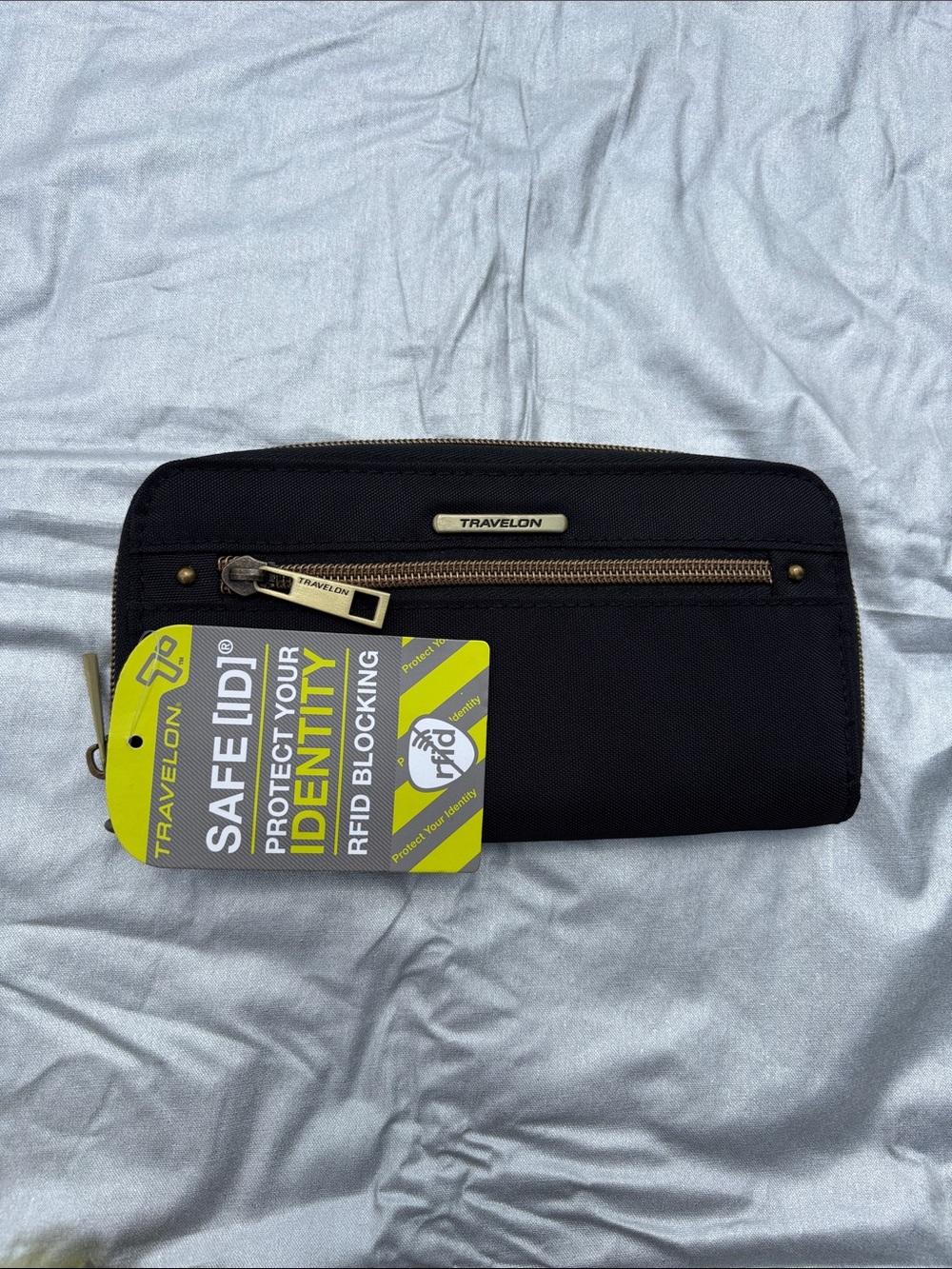 Travelon Black RFID Wallet with Gold Hardware